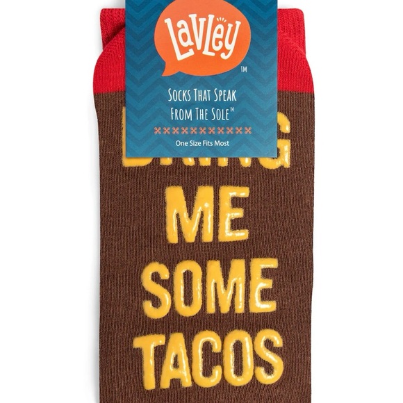 NWT Adult “Tacos” Brown & Red Socks O/S - Picture 4 of 6